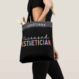 Custom Name Licensed Aesthetician Cosmetologist Tote Bag