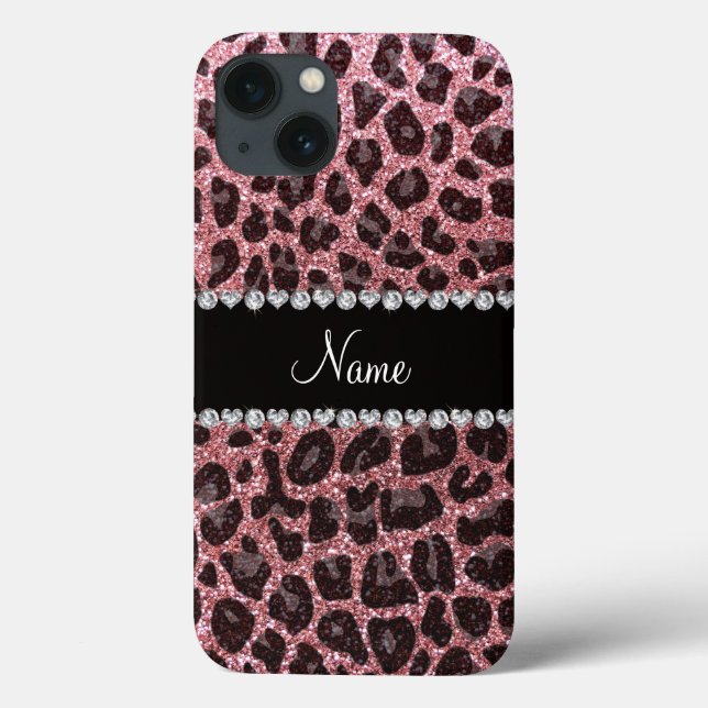 Custom name light pink glitter leopard print Case-Mate iPhone case (Back)