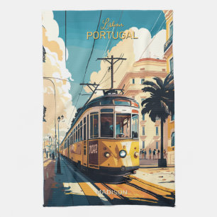 Custom Name Lisbon Portugal Tea Towel
