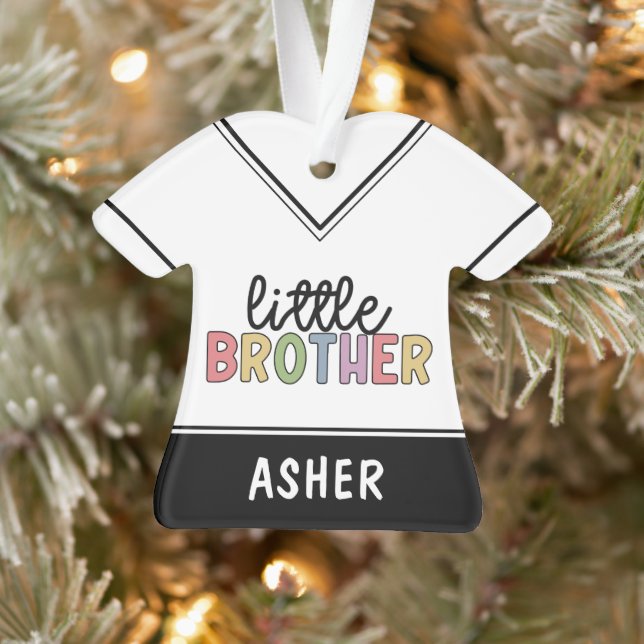Custom Name Little Brother Cute Personalised Ornament (Tree)