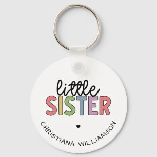 Custom Name Little Sister Cute Personalised Key Ring