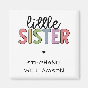 Custom Name Little Sister Cute Personalised Magnet