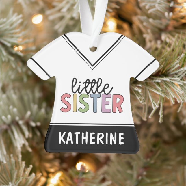 Custom Name Little Sister Cute Personalised Ornament (Tree)