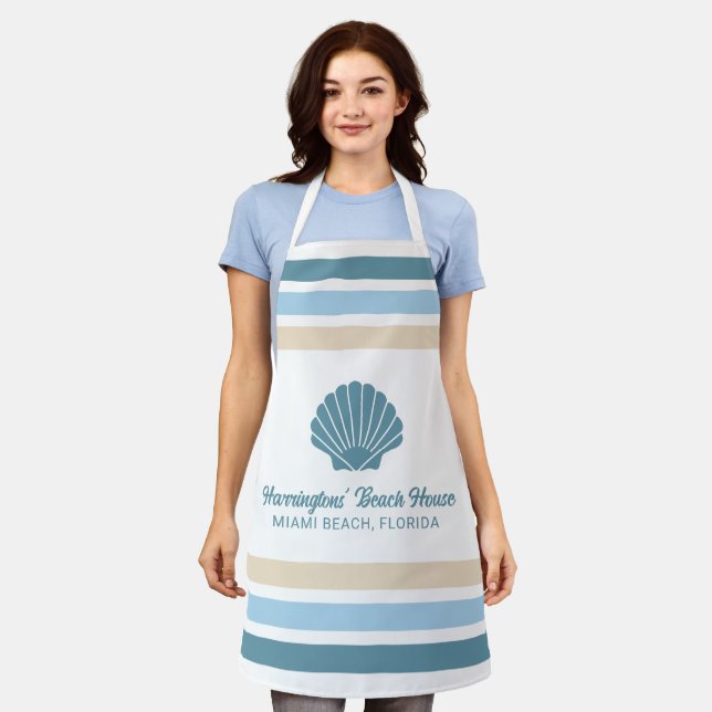 Custom Name & Location Beach House Apron (Worn)