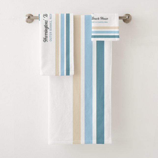 Custom Name & Location Beach House Bath Towel Set (Insitu)