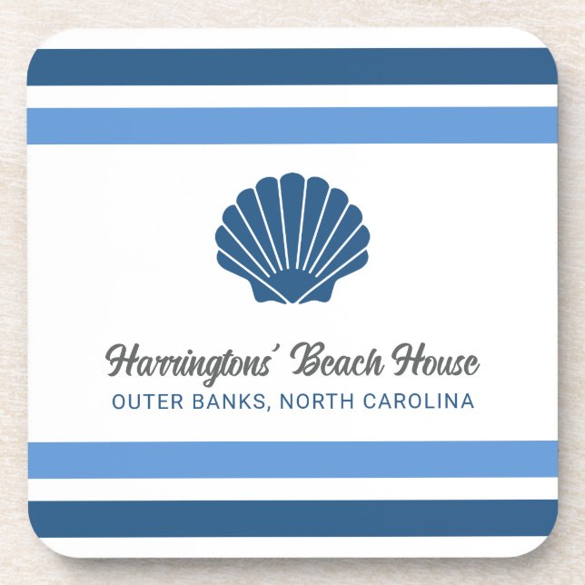 Custom Name & Location Beach House Coaster (Front)