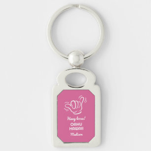 Custom Name, Location & Color Shaka Key Ring