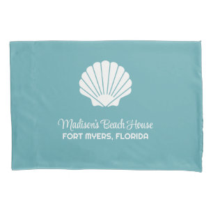 Custom Name, Location & Colour Seashell Pillowcase
