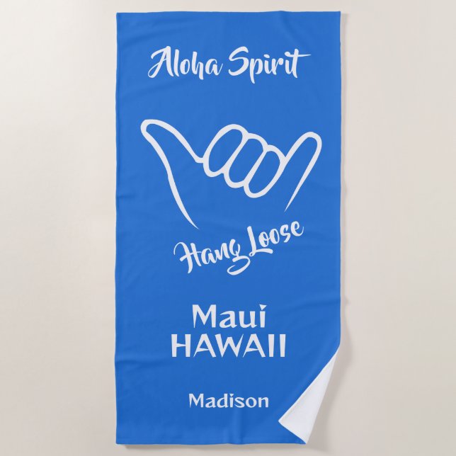 Custom Name, Location & Colour Shaka Beach Towel (Front)