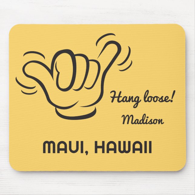 Custom Name, Location & Colour Shaka Mouse Mat (Front)