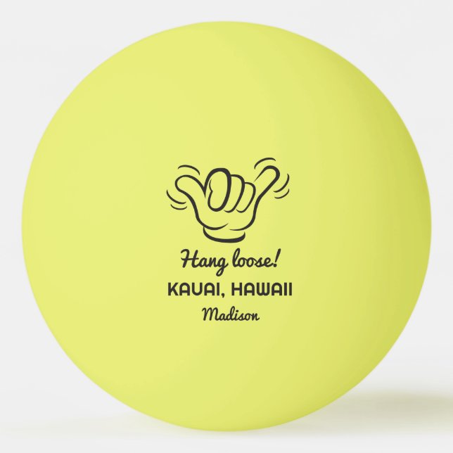 Custom Name, Location & Colour Shaka Ping Pong Ball (Front)
