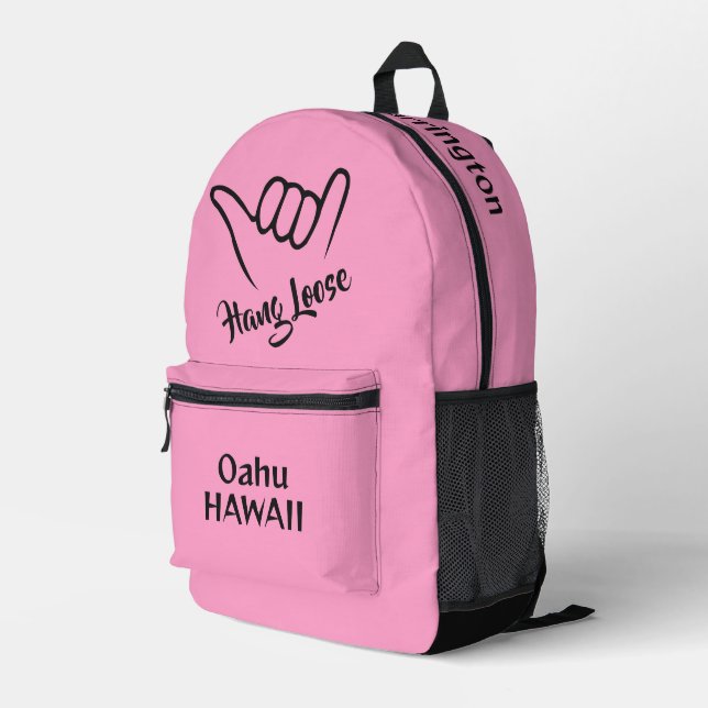 Custom Name, Location & Colour Shaka Printed Backpack (Back Corner Right)