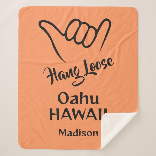 Custom Name, Location & Colour Shaka Sherpa Blanket (Front)