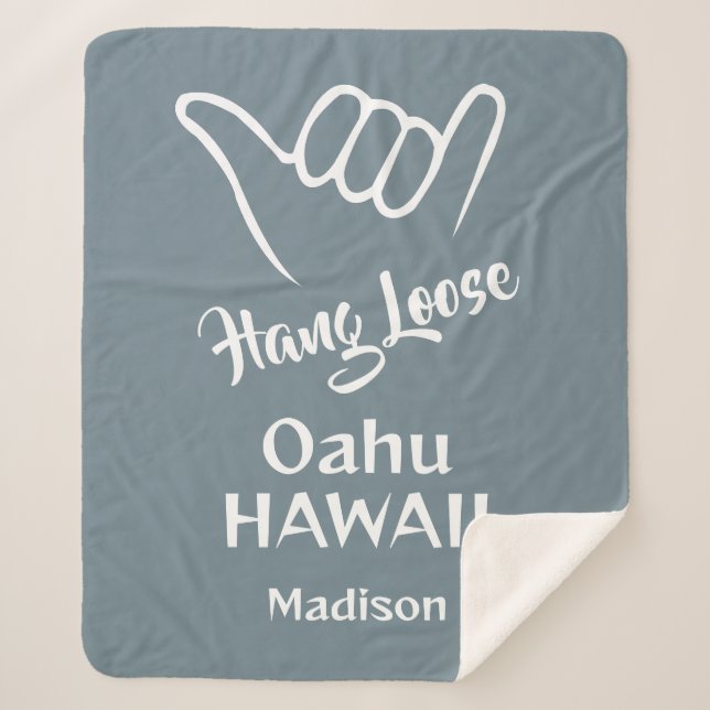 Custom Name, Location & Colour Shaka Sherpa Blanket (Front)