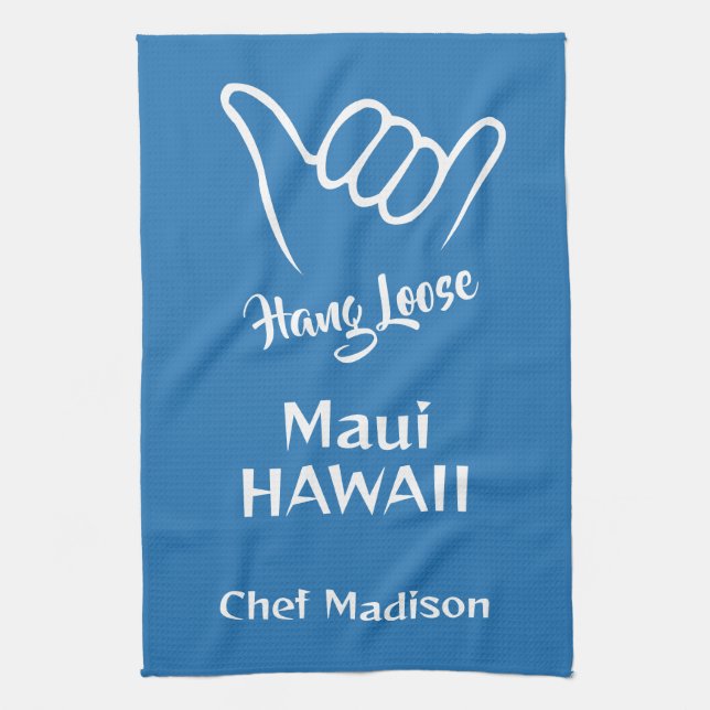 Custom Name, Location & Colour Shaka Tea Towel (Vertical)