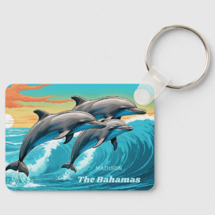 Custom Name & Location Dolphin Key Ring