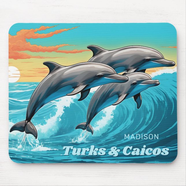 Custom Name & Location Dolphin Mouse Mat (Front)