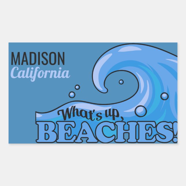 Custom name & location Funny Beach Wave stickers (Front)