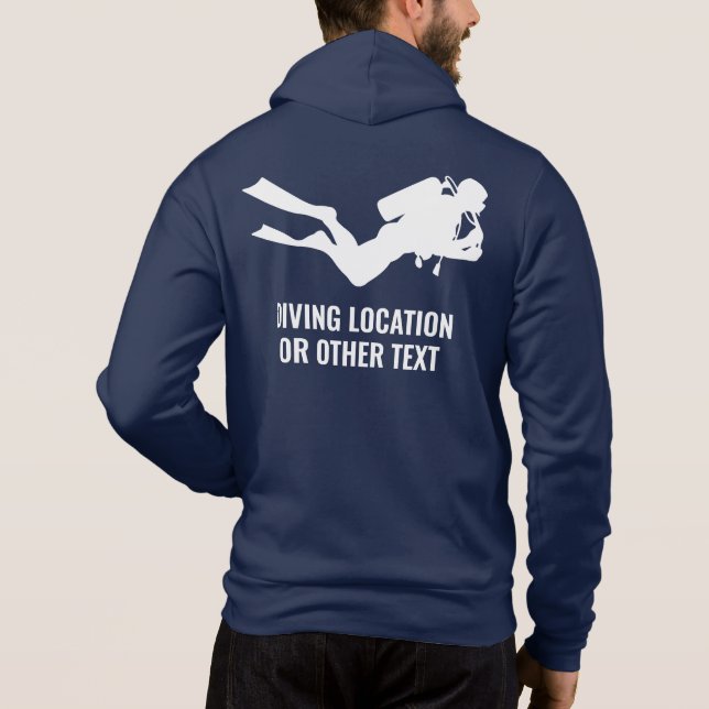 Custom Name & Location Scuba Diving Hoodie (Back)