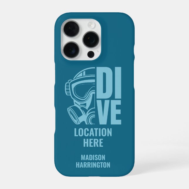 Custom Name & Location Scuba Diving iPhone Case (Back)