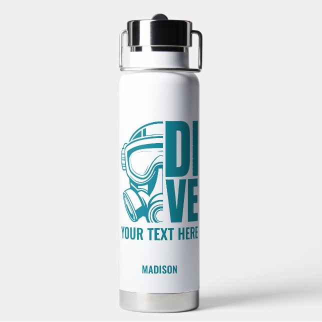 Custom Name & Location Scuba Diving Water Bottle (Back)