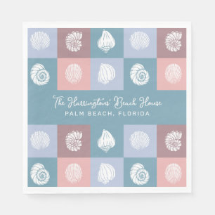 Custom Name & Location Seashells Pattern Napkin