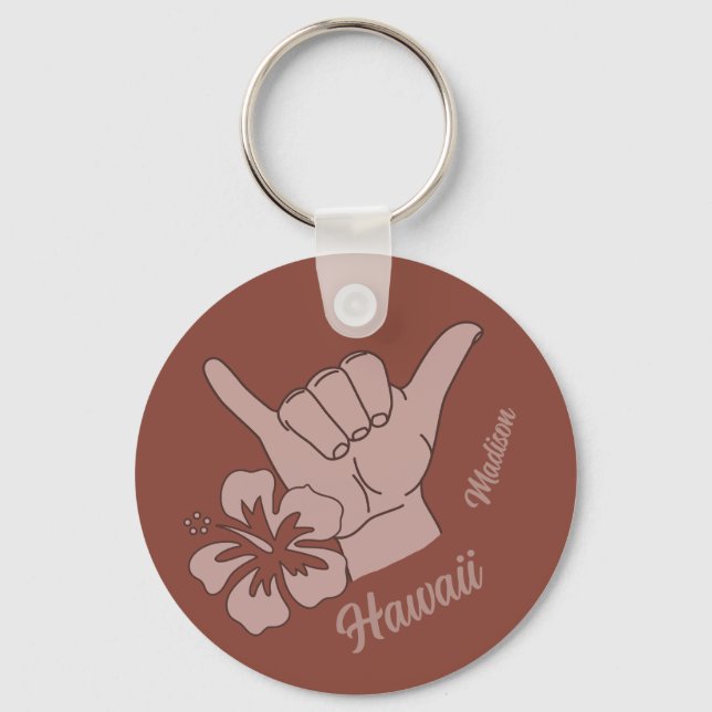 Custom Name & Location Shaka Key Ring (Front)
