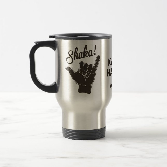 Custom Name & Location Shaka Travel Mug (Left)