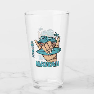 Custom Name & Location Surf Shaka Glass