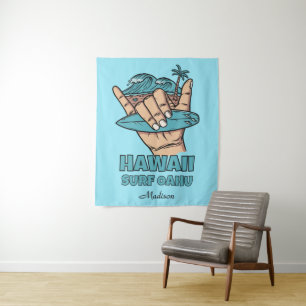 Custom Name & Location Surf Shaka Tapestry