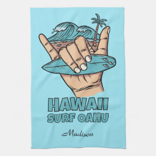 Custom Name & Location Surf Shaka Tea Towel