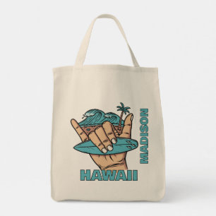 Custom Name & Location Surf Shaka Tote Bag