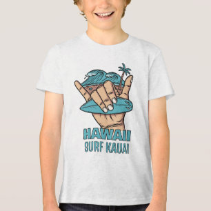 Custom Name & Location Surf Shaka Tri-Blend Shirt
