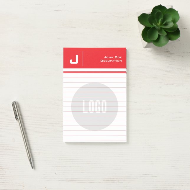 Custom Name & Logo Clean Simple Minimalist Red Post-it Notes (Office)