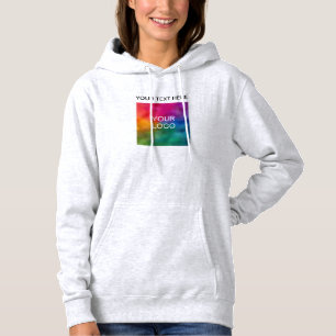 Custom Name Logo Womens Modern Ash Grey Hoodie