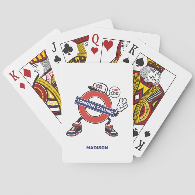 Custom Name London Calling Playing Cards (Back)