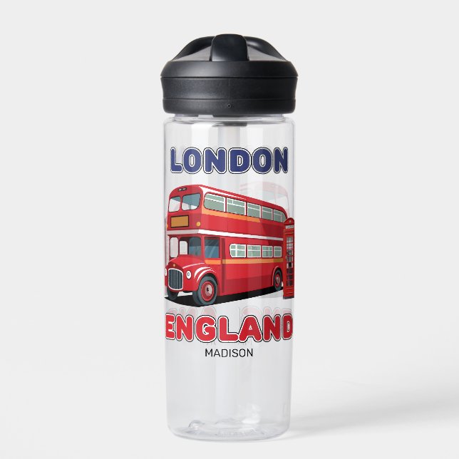 Custom Name London England Water Bottle (Front)