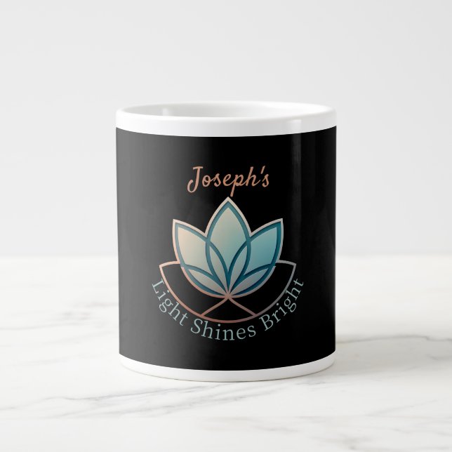 Custom Name Lotus - [NAME] Shines Bright Large Coffee Mug (Front)