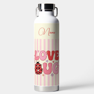 Custom Name Love Bug Valentine's Day Ladybug Pink Water Bottle