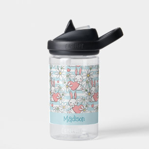 Custom Name Love Bunnies Pattern Water Bottle