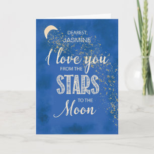 Custom Name, Love From Stars to Moon Night Sky Card