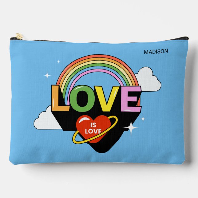 Custom Name "Love Is Love" Accessory Pouch (Front)