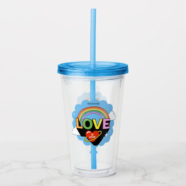 Custom Name "Love Is Love" Acrylic Tumbler (Front)