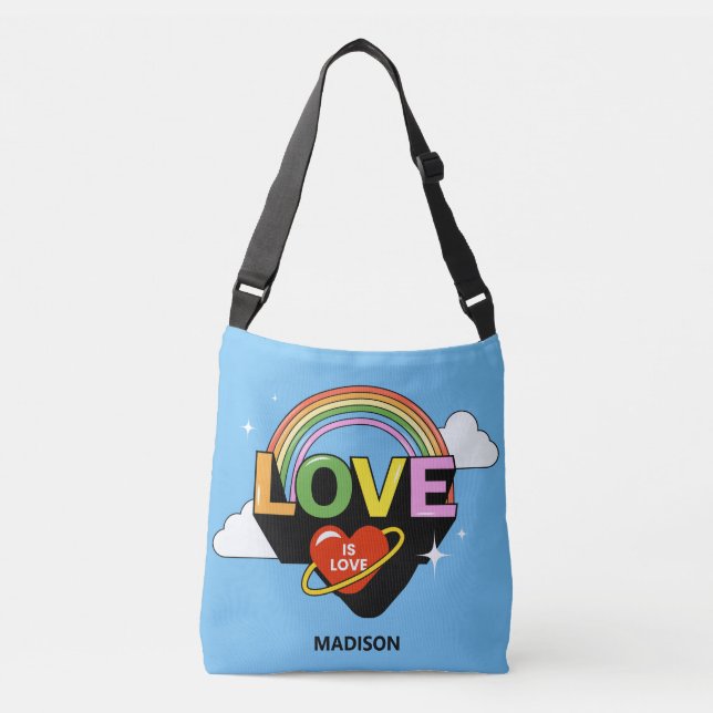 Custom Name "Love Is Love" Crossbody Bag (Front)