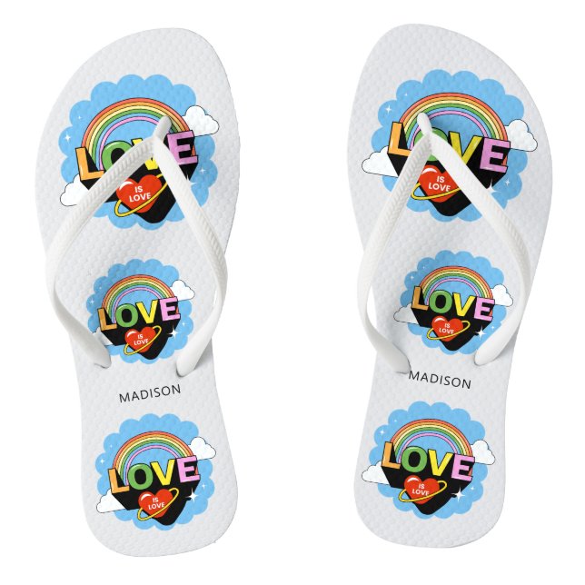 Custom Name "Love Is Love" Flip Flops (Footbed)