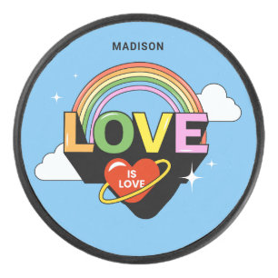 Custom Name "Love Is Love" Hockey Puck