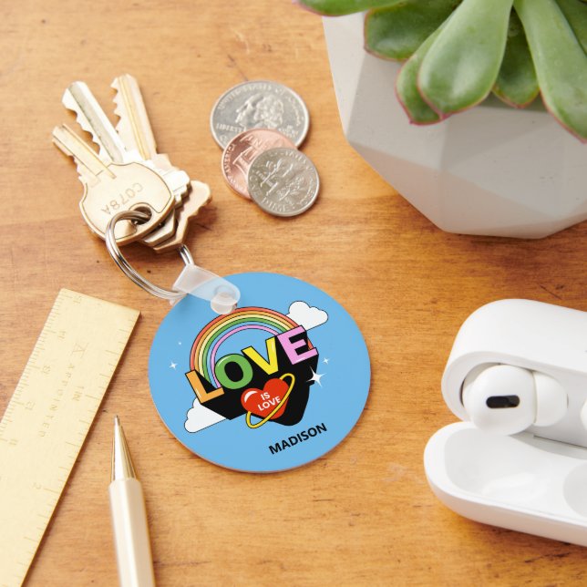 Custom Name "Love Is Love" Key Ring (Desk)