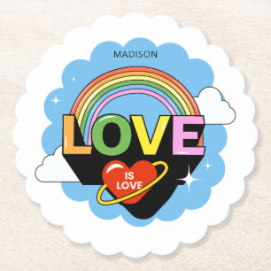 Custom Name "Love Is Love" Paper Coaster