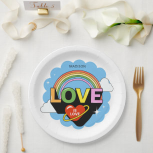 Custom Name "Love Is Love" Paper Plate