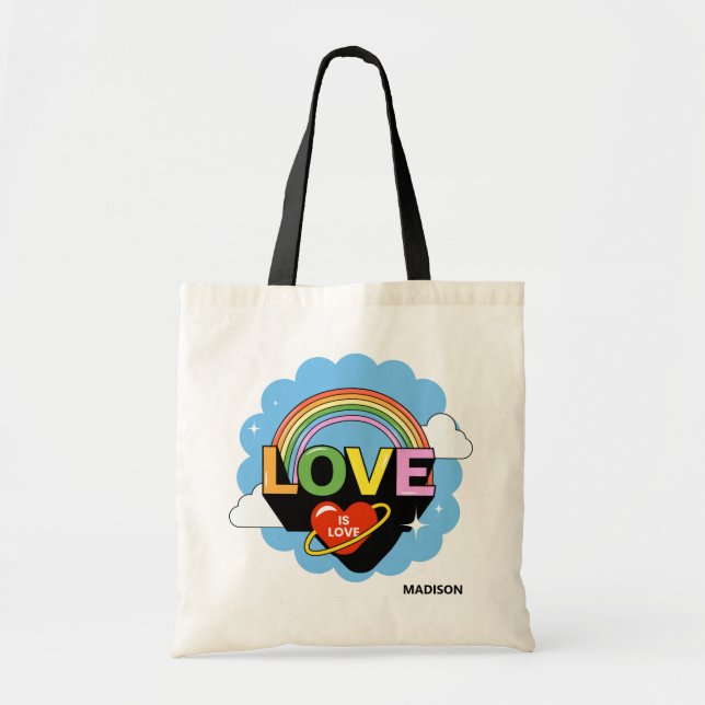 Custom Name "Love Is Love" Tote Bag (Front)